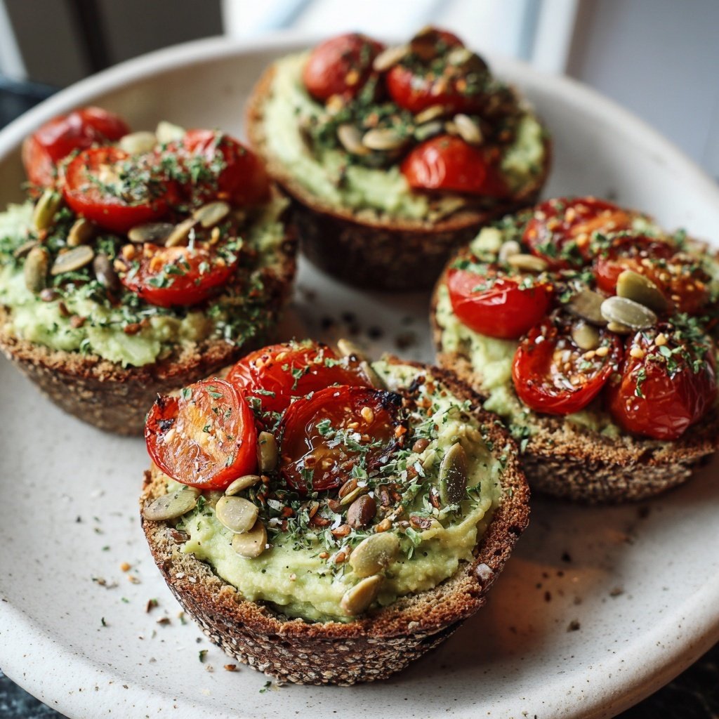 Healthy Lunch Avocado Lentil Toast Cups